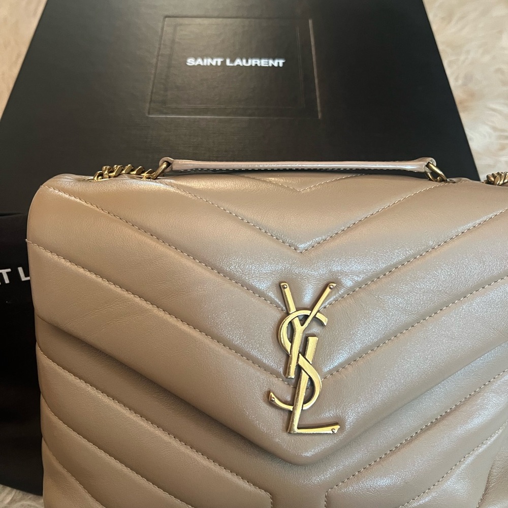 Saint Laurent Small Lou Lou Taupe Quilted Full Set
